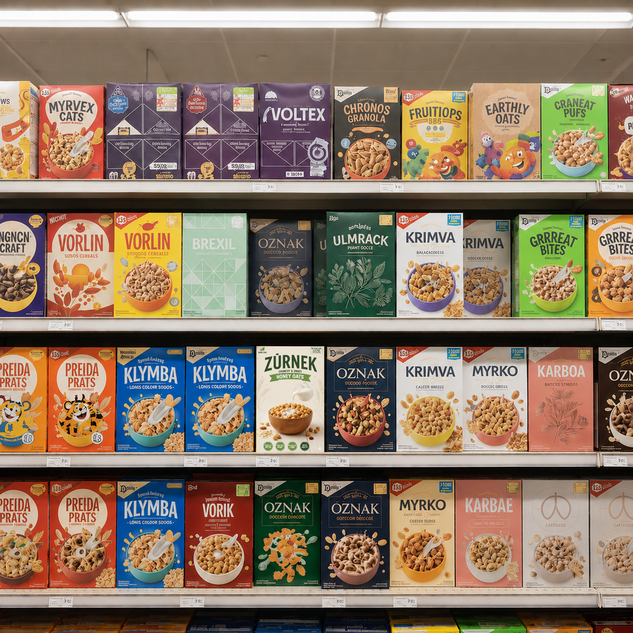 Shelf with toned-down design inserted